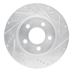 Ford Explorer Sport Brake Rotor (1) - Front Right - R1 Concepts - Drilled & Slotted - Silver - `01-`11